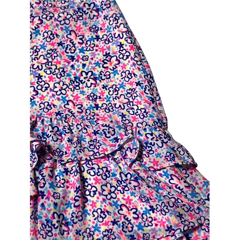 Lilly Pulitzer Womens 8 Floral Ruffle Mini Skirt Pink Blue Tiered Lined - Picture 5 of 16